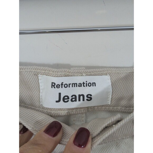 New Reformation Jeans Cynthia Tonal Reworked High Rise Straight Jeans Clay Sz 24 - Picture 8 of 16